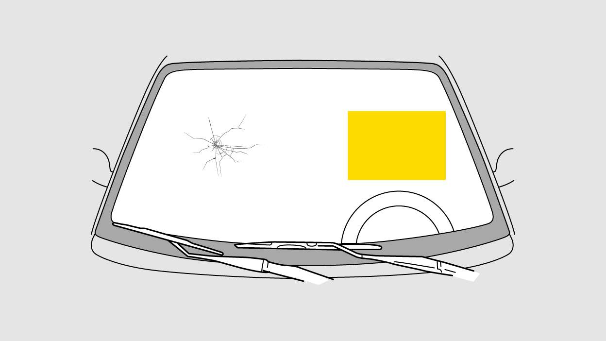 Dano no para-brisas fora do campo de visão do condutor